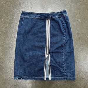 Vintage Doncaster Dark Blue Front Zipper Size 10 Denim Skirt